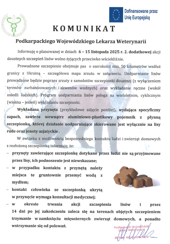 Dodatkowa akcja uodparniania lisów wolnożyjących przeciwko wściekliźnie